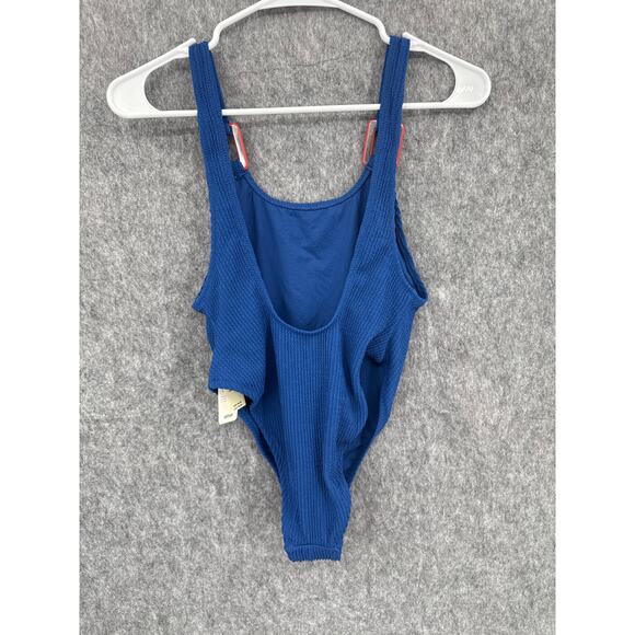 Aerie Swimwear NWT Ribbed Rib Back Cut Blue One Piece Swimsuit Small NEW - Picture 5 of 9